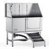 VEVOR 50" Pet Dog Bathing Station w/Ramp, Professional Stainless Steel Dog Grooming Tub w/ Soap Box, Faucet,Rich Accessory, Dog Bathtub for Large,Medi