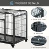 PawHut Folding Design Heavy Duty Metal Dog Cage Crate & Kennel with Removable Tray and Cover, & 4 Locking Wheels, Indoor/Outdoor 37"