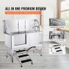 VEVOR 62" Pet Dog Bathing Station w/Stairs, Professional Stainless Steel Dog Grooming Tub w/ Soap Box, Faucet,Rich Accessory,Bathtub for Large,Medium,